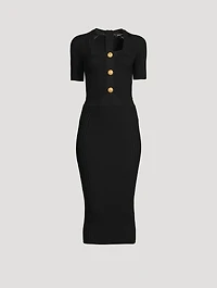 Short-Sleeve Knit Midi Dress