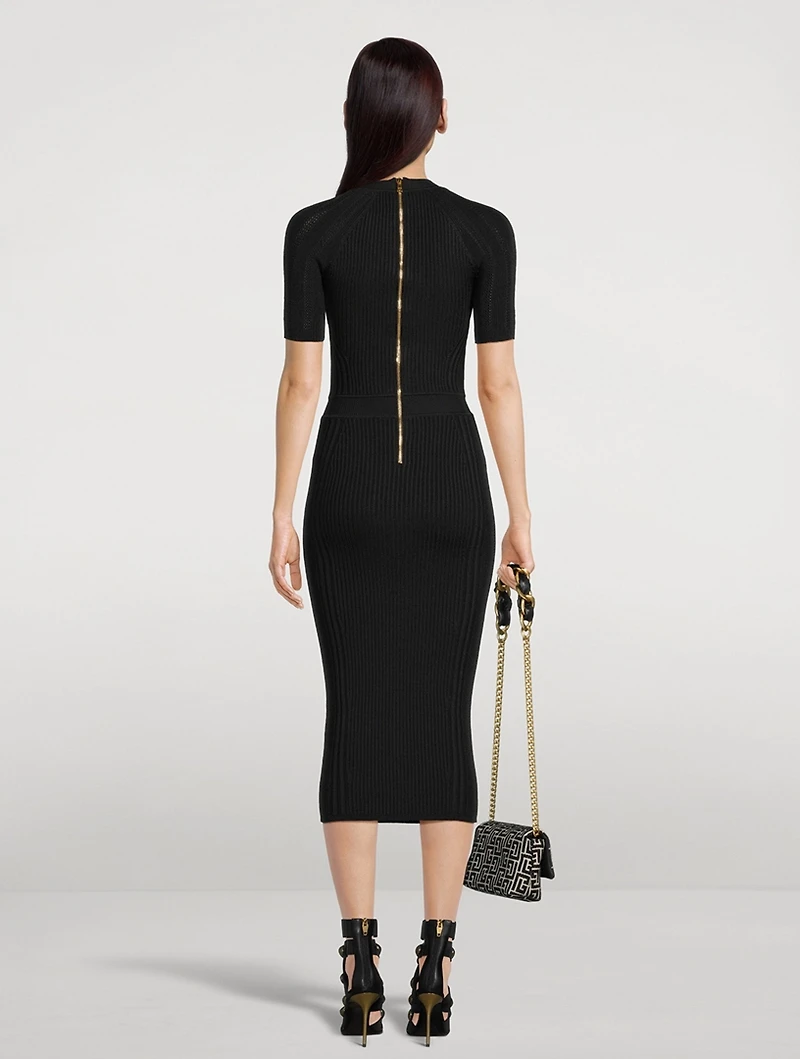 Short-Sleeve Knit Midi Dress