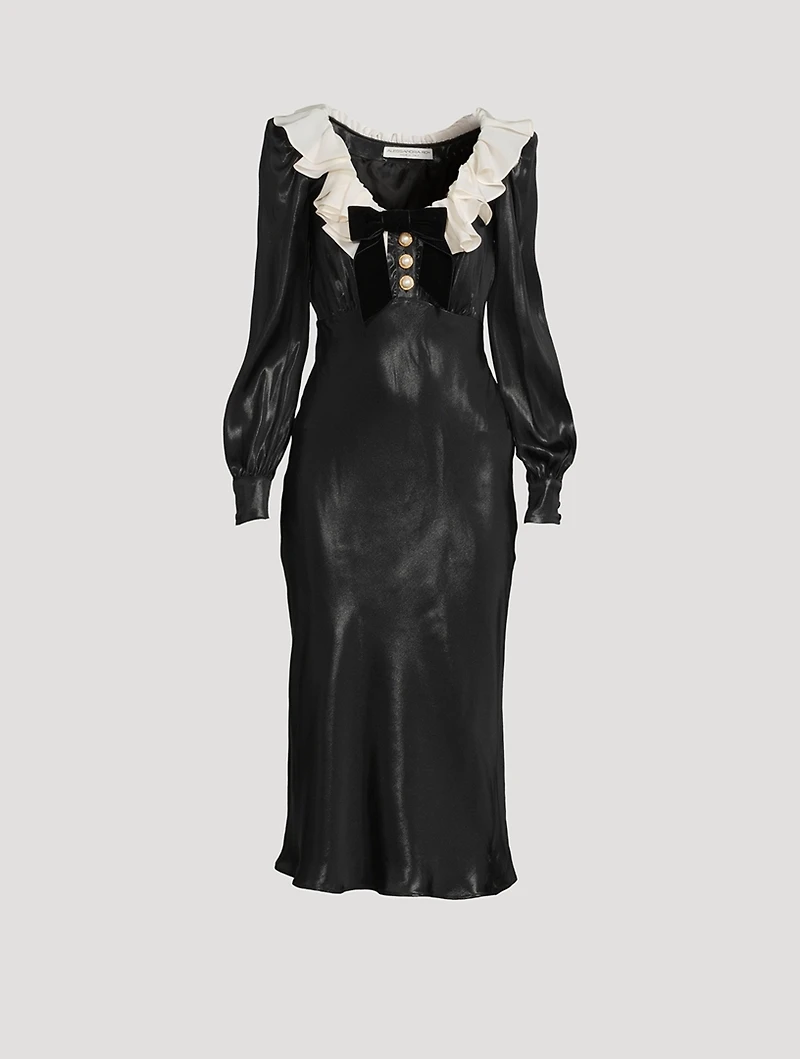 Laminated Silk Midi Dress