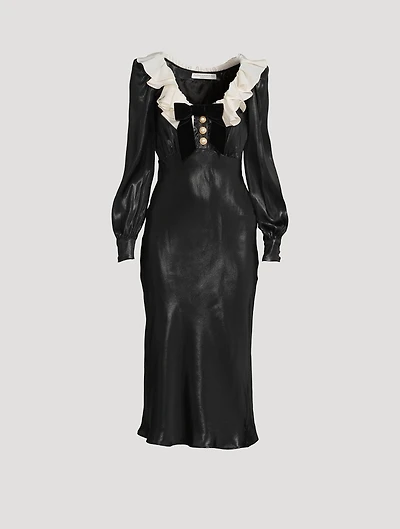 Laminated Silk Midi Dress