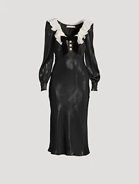 Laminated Silk Midi Dress
