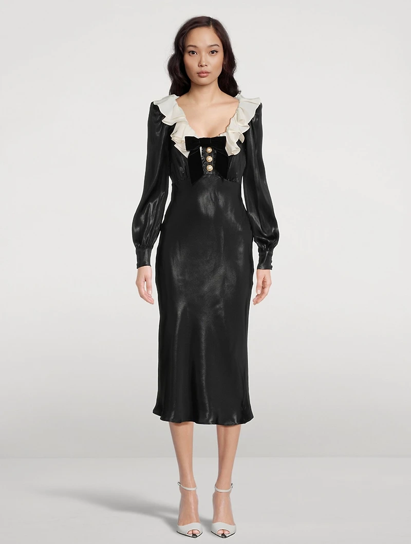 Laminated Silk Midi Dress