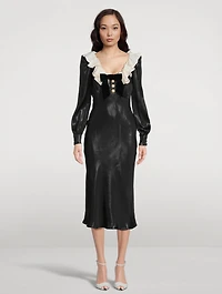Laminated Silk Midi Dress