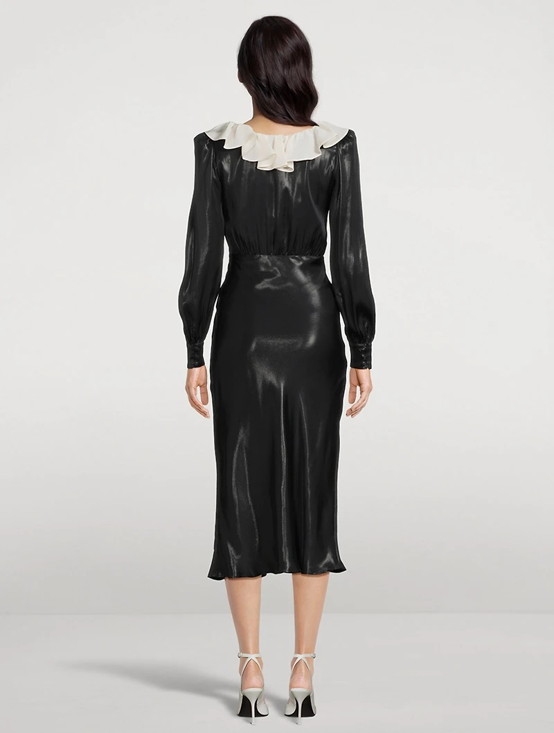 Laminated Silk Midi Dress