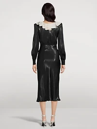 Laminated Silk Midi Dress
