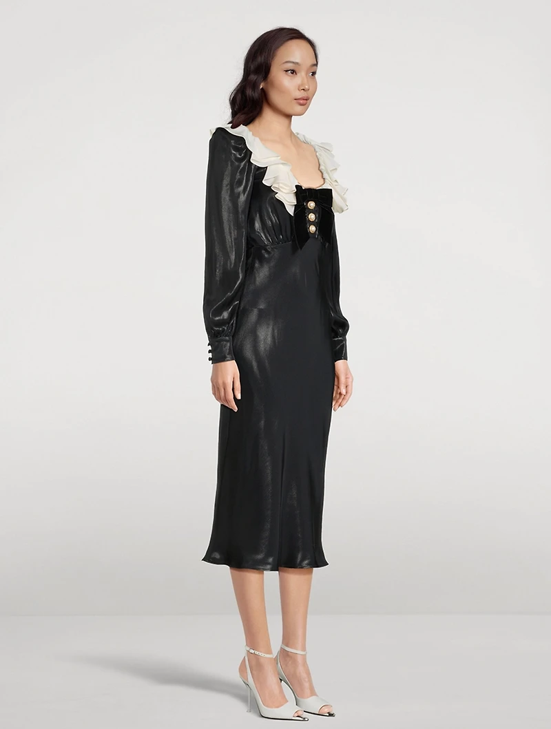 Laminated Silk Midi Dress