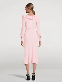 Silk-Blend Midi Dress