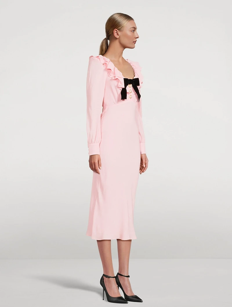 Silk-Blend Midi Dress