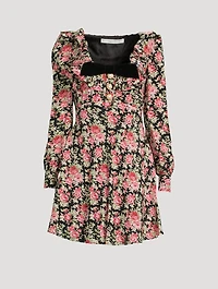 Silk Mini Dress Rose Print