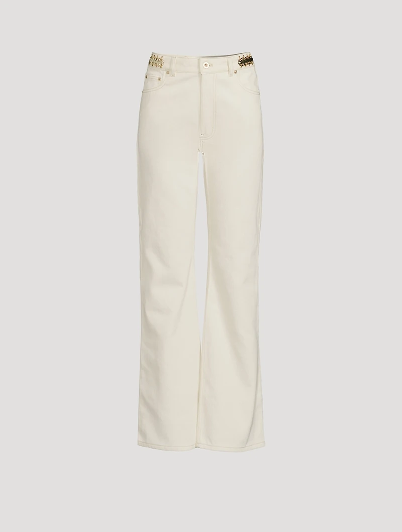 Paillette-Embellished Flared Jeans