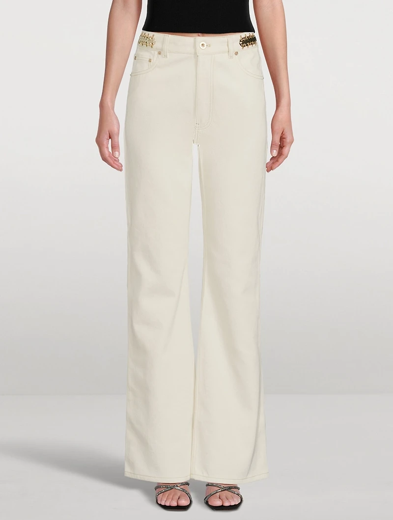 Paillette-Embellished Flared Jeans