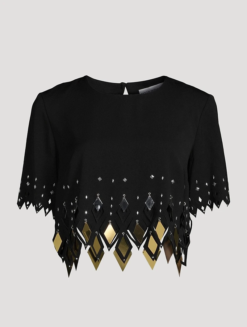 Embellished Crepe Crop Top