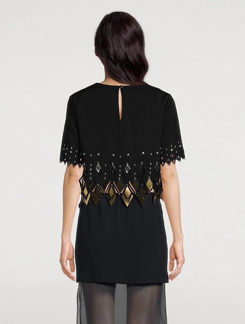 Embellished Crepe Crop Top