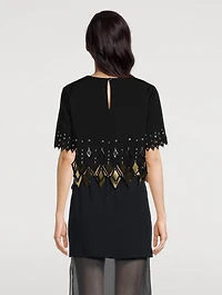 Embellished Crepe Crop Top