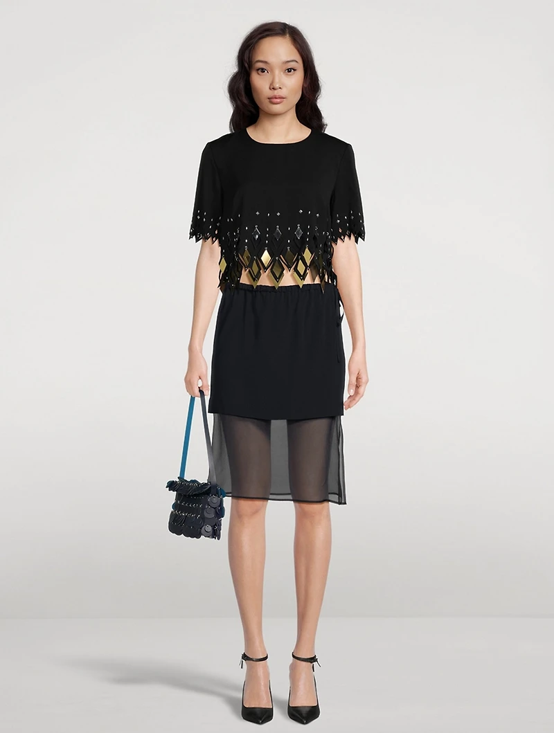 Embellished Crepe Crop Top