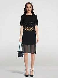 Embellished Crepe Crop Top