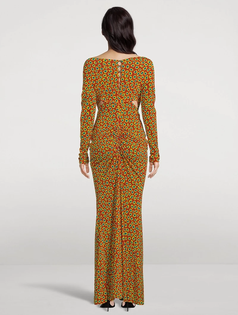 Off-The-Shoulder Maxi Dress Leopard Print