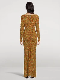 Off-The-Shoulder Maxi Dress Leopard Print