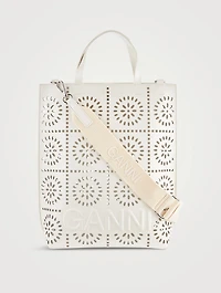 Medium Banner Perforated Leather Tote Bag