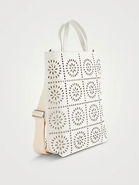 Medium Banner Perforated Leather Tote Bag