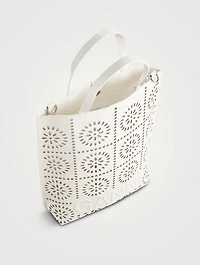 Medium Banner Perforated Leather Tote Bag