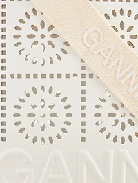 Medium Banner Perforated Leather Tote Bag