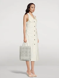 Medium Banner Perforated Leather Tote Bag