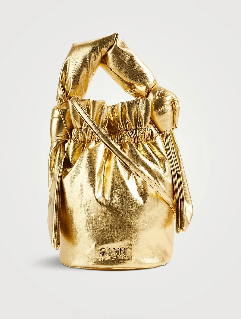 Occasion Metallic Crossbody Bucket Bag