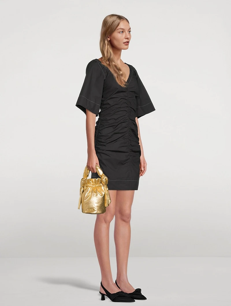 Occasion Metallic Crossbody Bucket Bag