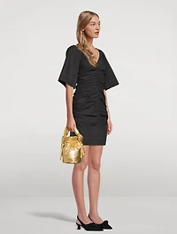 Occasion Metallic Crossbody Bucket Bag