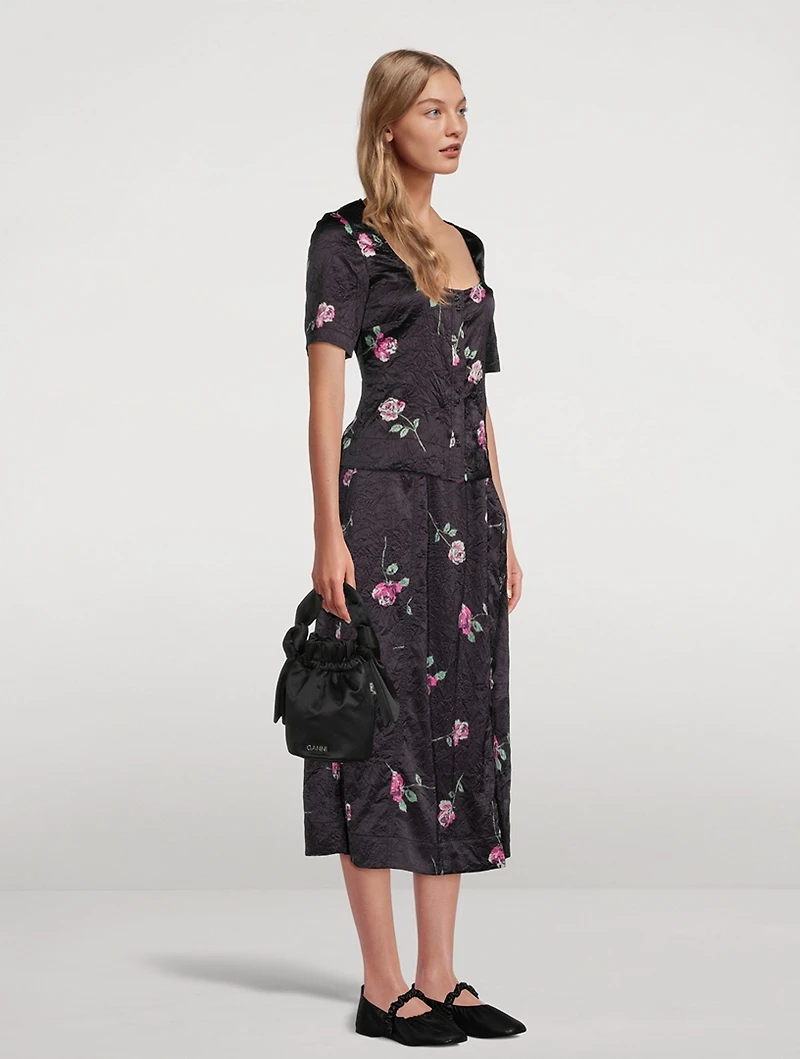 Occasion Satin Crossbody Bucket Bag