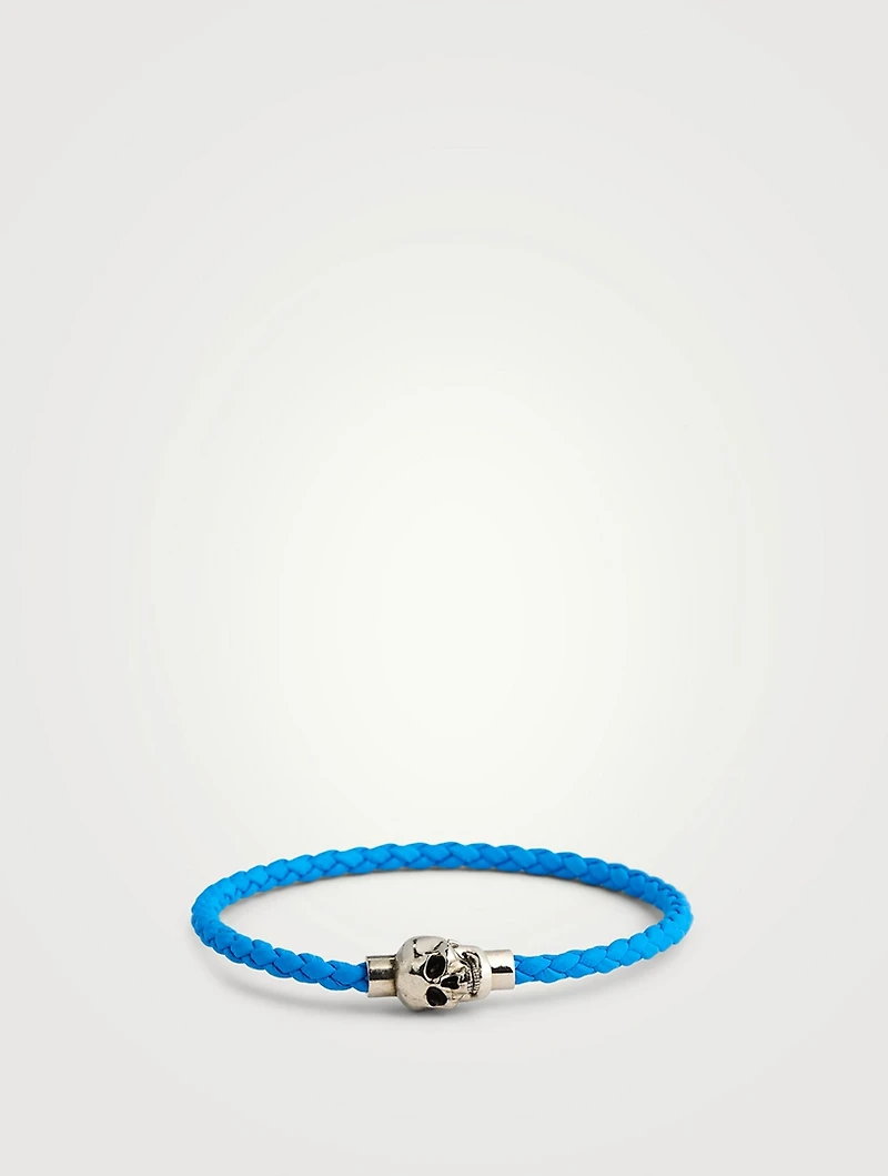 Braided Leather Skull Bracelet