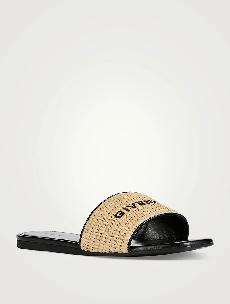 4G Raffia Slide Sandals