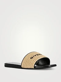 4G Raffia Slide Sandals