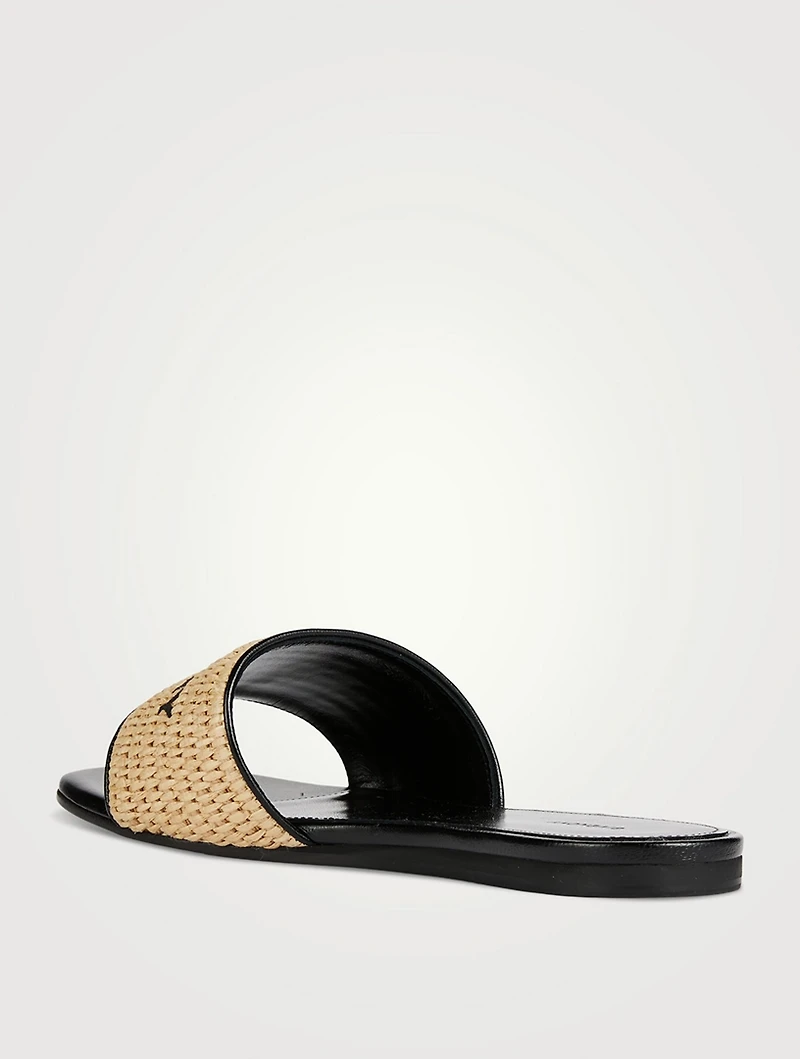 4G Raffia Slide Sandals