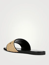 4G Raffia Slide Sandals