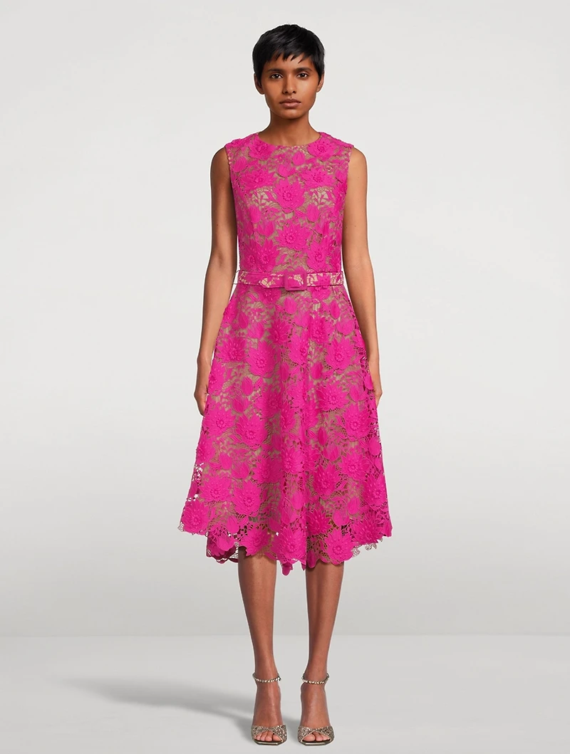 Water Lily Guipure Lace Midi Dress