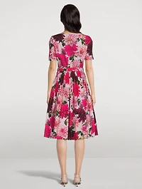 Belted Poplin Dress Dahlia Print
