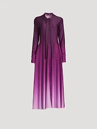 Ombre Jersey Long-Sleeve Midi Dress