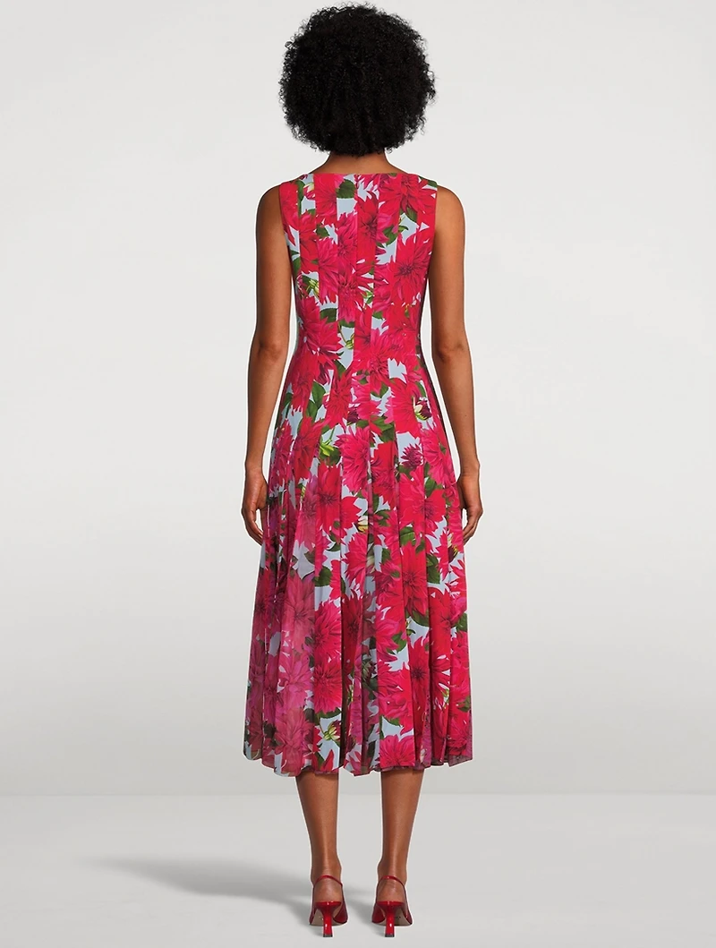 Crepe And Chiffon Midi Dress Dahlia Print