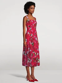 Crepe And Chiffon Midi Dress Dahlia Print