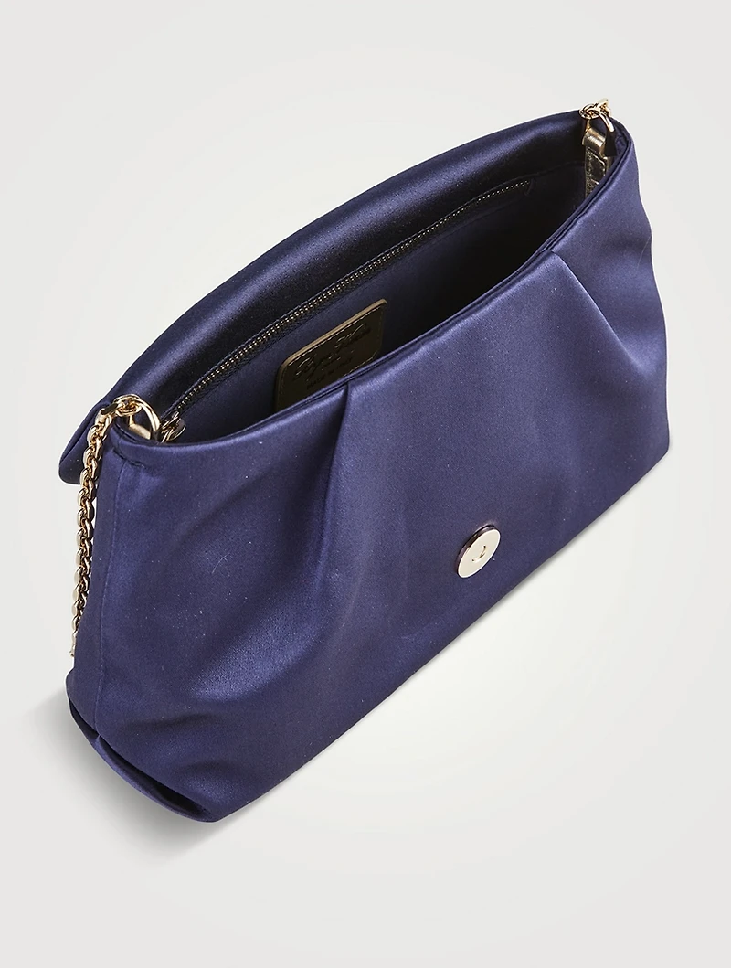 Mini RV Bouquet Pearl Strass Drapé Satin Clutch