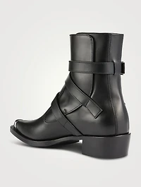 Punk Leather Boots With Triple Strap