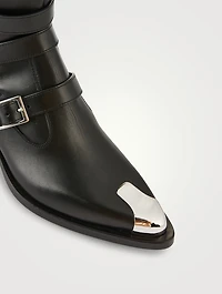 Punk Leather Boots With Triple Strap