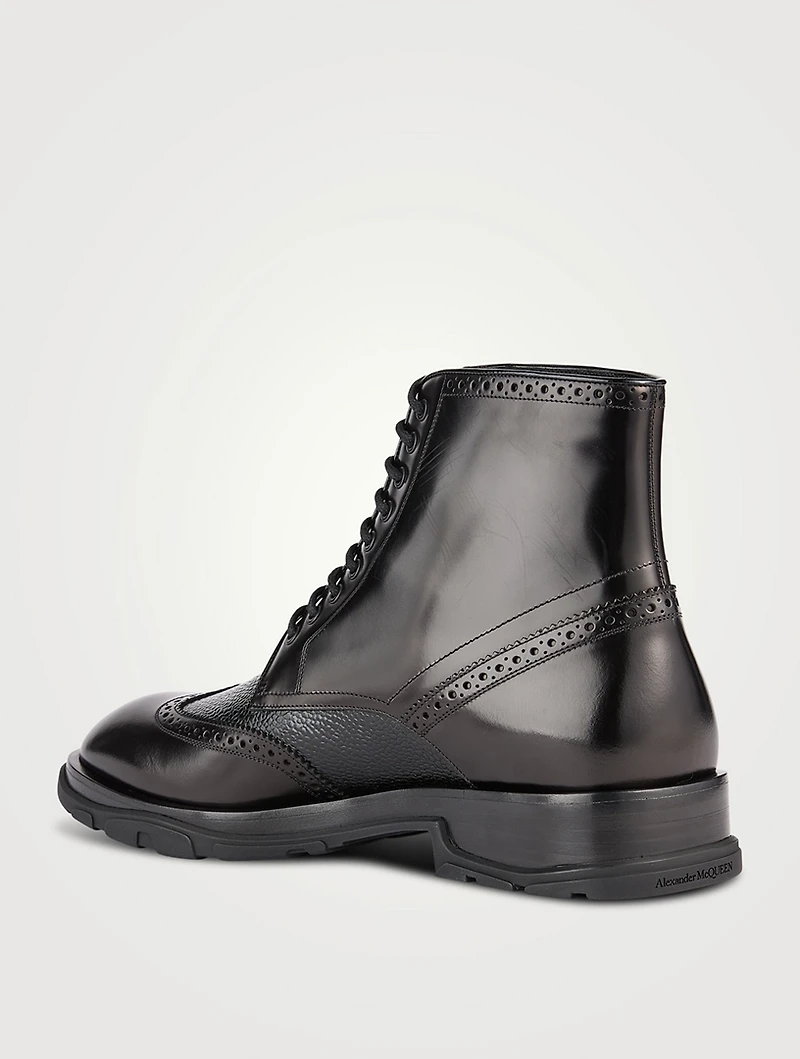 Punk Leather Brogue Boots