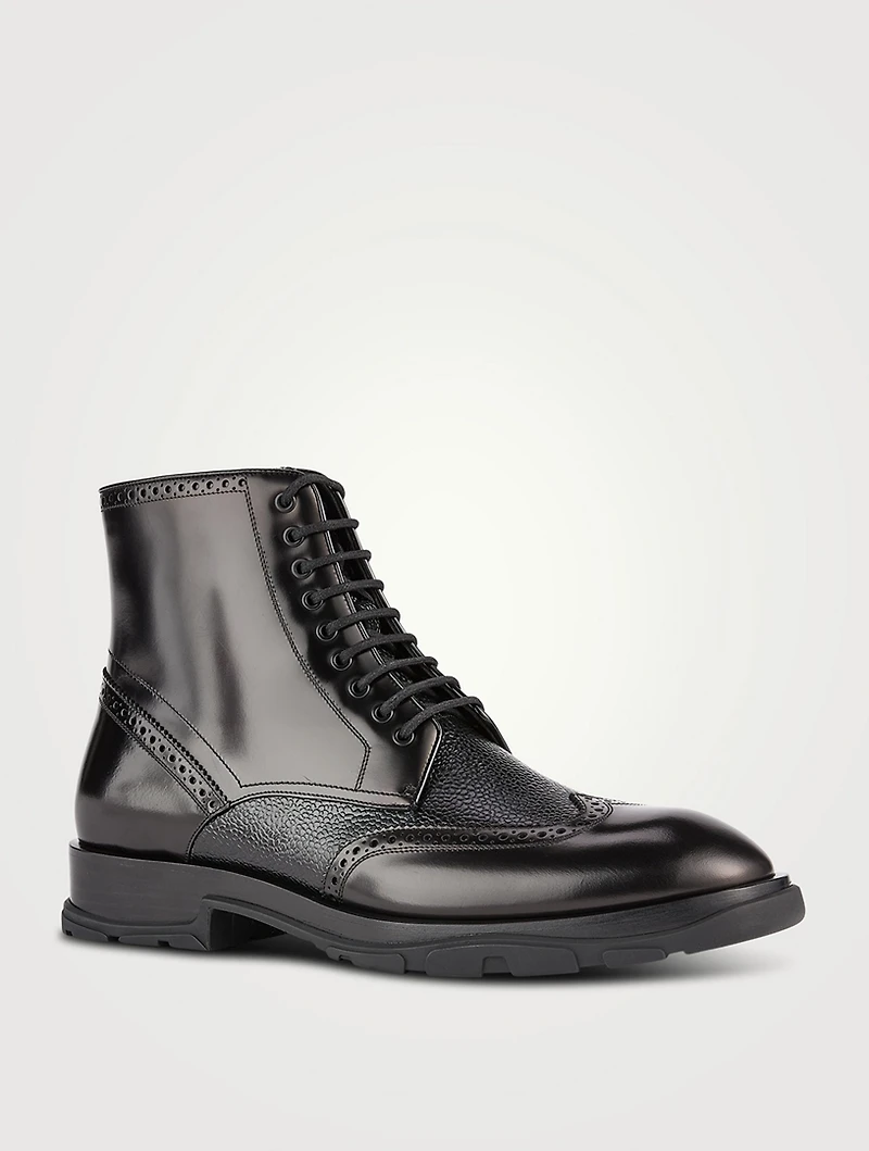 Punk Leather Brogue Boots