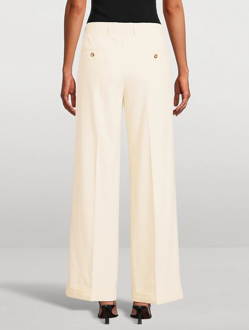 Herringbone Straight-Leg Trousers