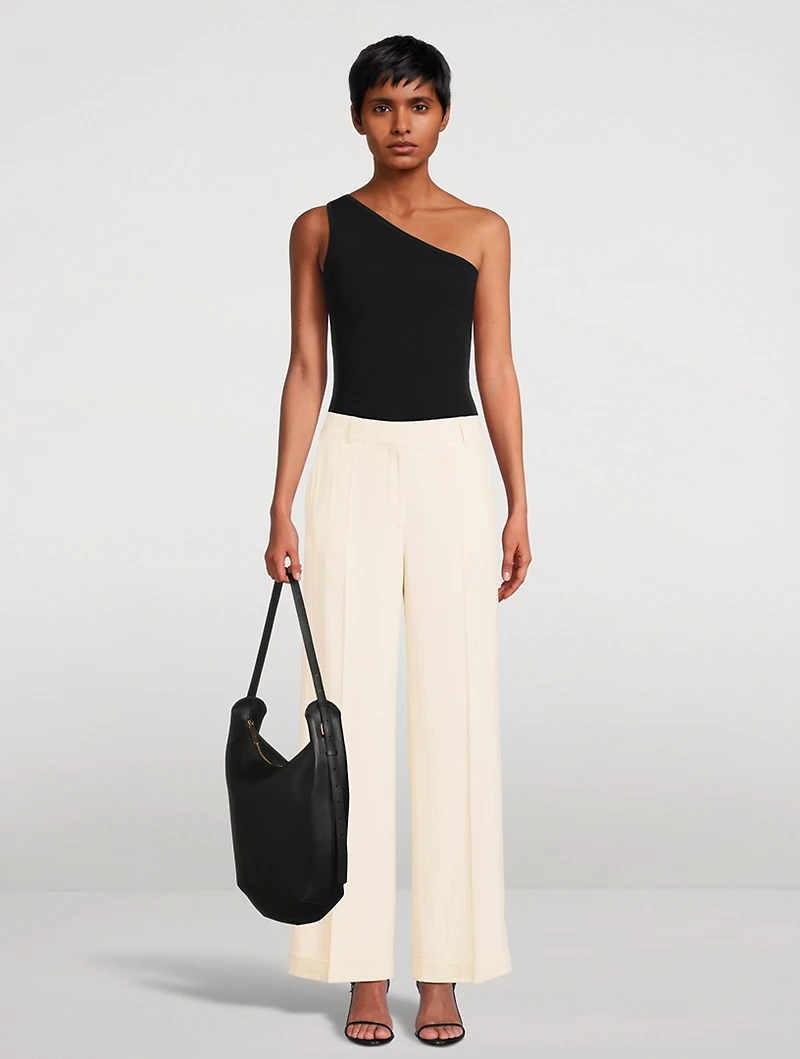 Herringbone Straight-Leg Trousers