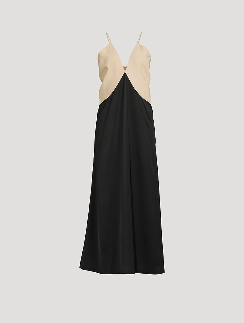 Draped Twill Slip Dress