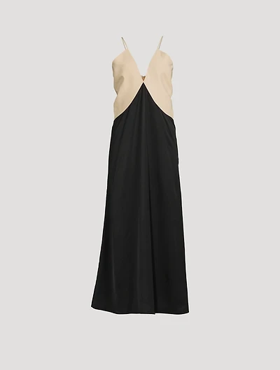 Draped Twill Slip Dress